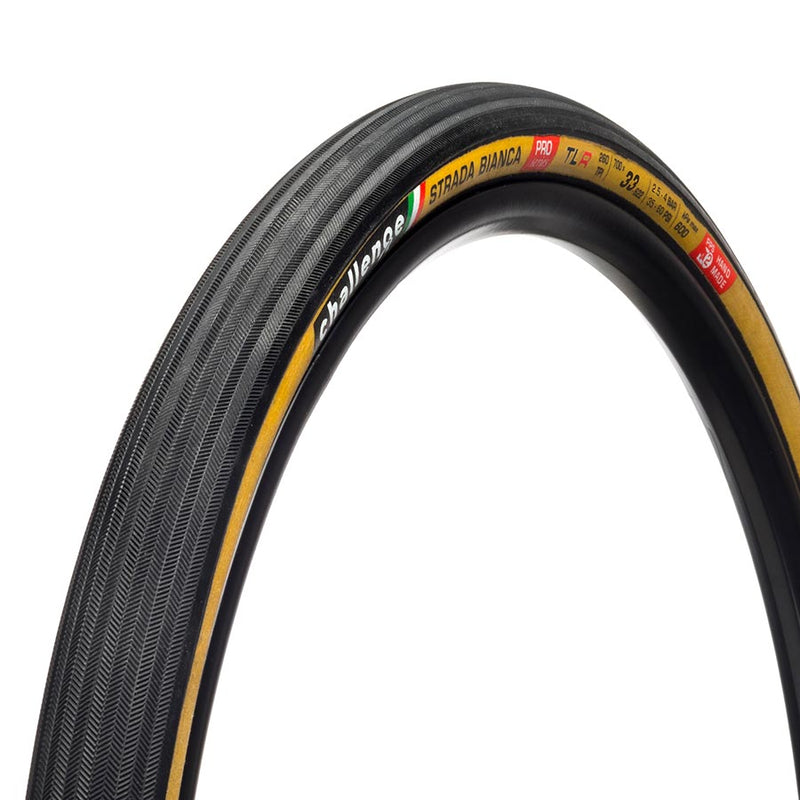 Load image into Gallery viewer, Challenge Strada Bianca Pro Tire Tubeless Folding Black/Tan Handmade 700 x 33