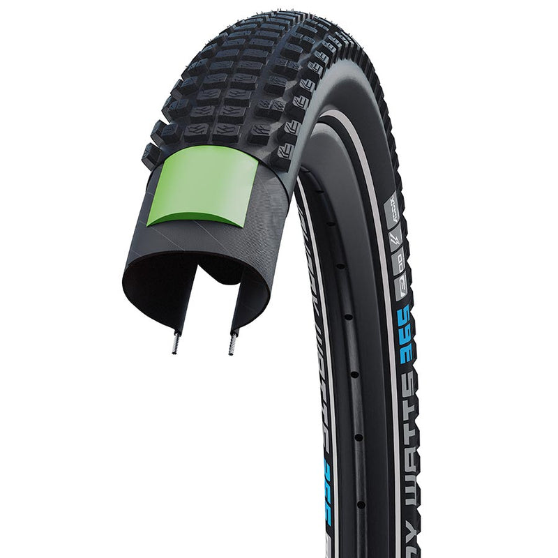 Load image into Gallery viewer, Schwalbe Johnny Watts Mountain Tire, 27.''x2.35, Wire, Clincher, Addix 4season, DD, GreenGuard, 67TPI, Black