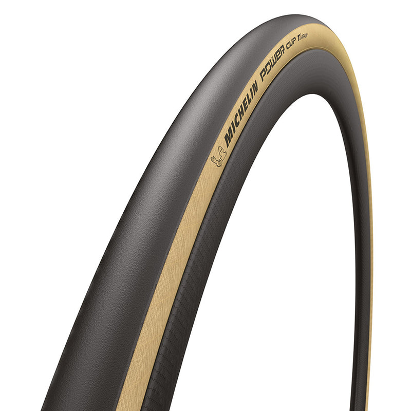 Load image into Gallery viewer, Michelin Power Cup TLR Road Tire, 700x32C, Folding, Tubeless Ready, GUM-X, Tubeless Shield, 4x120, Tanwall