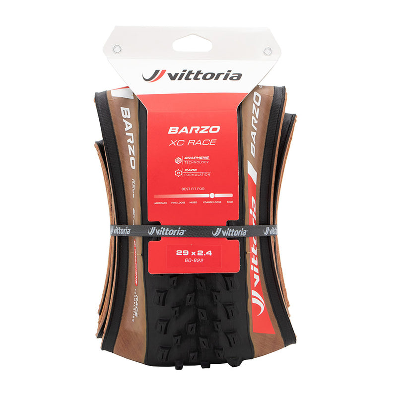 Load image into Gallery viewer, Vittoria Barzo XC Race Tire - 29 x 2.40, Tubeless, Folding, Black/Brown, Race Graphene + Silica, G2.0