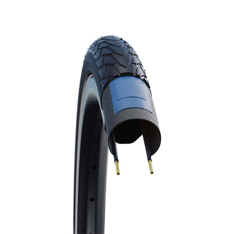 Load image into Gallery viewer, Schwalbe Marathon Racer Hybrid Tire, 20''x1.50, Wire, Clincher, Addix Green, RaceGuard, Reflex, 67TPI, Black