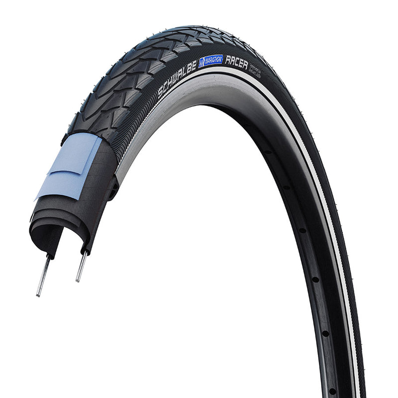 Load image into Gallery viewer, Schwalbe Marathon Racer Hybrid Tire, 26''x1.50, Wire, Clincher, Addix Green, RaceGuard, Reflex, 67TPI, Black