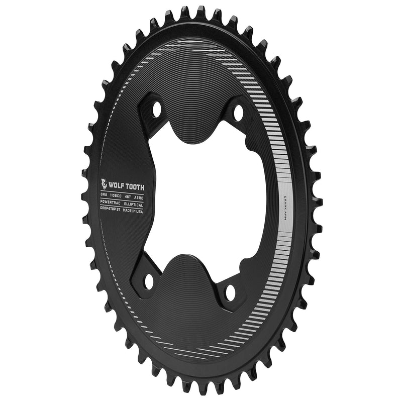 Load image into Gallery viewer, Wolf Tooth 46T Elliptical Aero 110mm Asymmetric BCD Chainring for Shimano GRX 12-Speed, Drop-Stop ST, Advanced Mud Shedding & Chain Retention