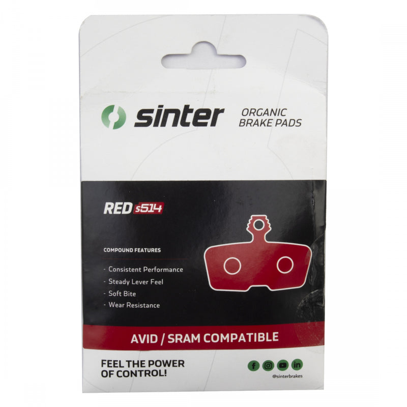 Load image into Gallery viewer, Sinter Red s514 Compound Organic Disc Brake Pads - Avid/SRAM, Sinter Type 013, One Pair