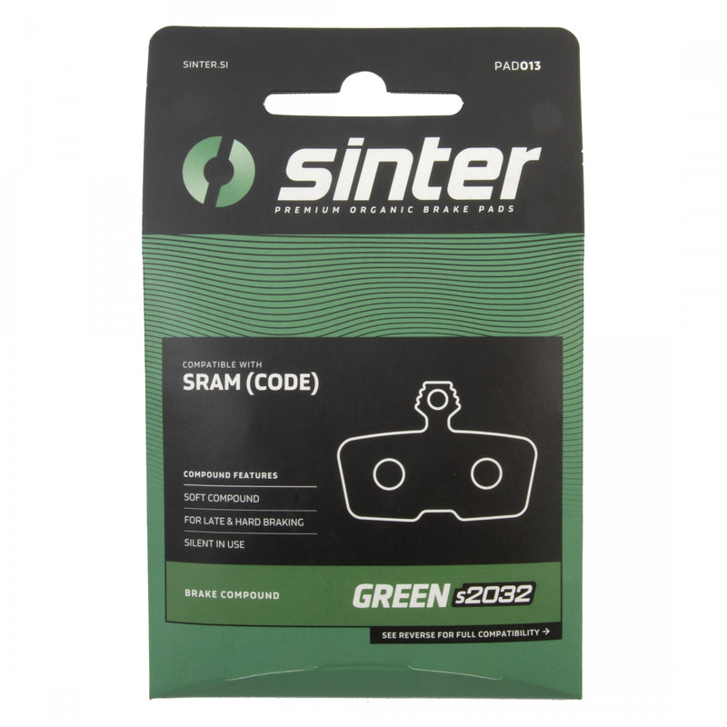 Load image into Gallery viewer, Sinter Green s2032 Compound Organic Disc Brake Pads - Avid/SRAM, Sinter Type 013, One Pair