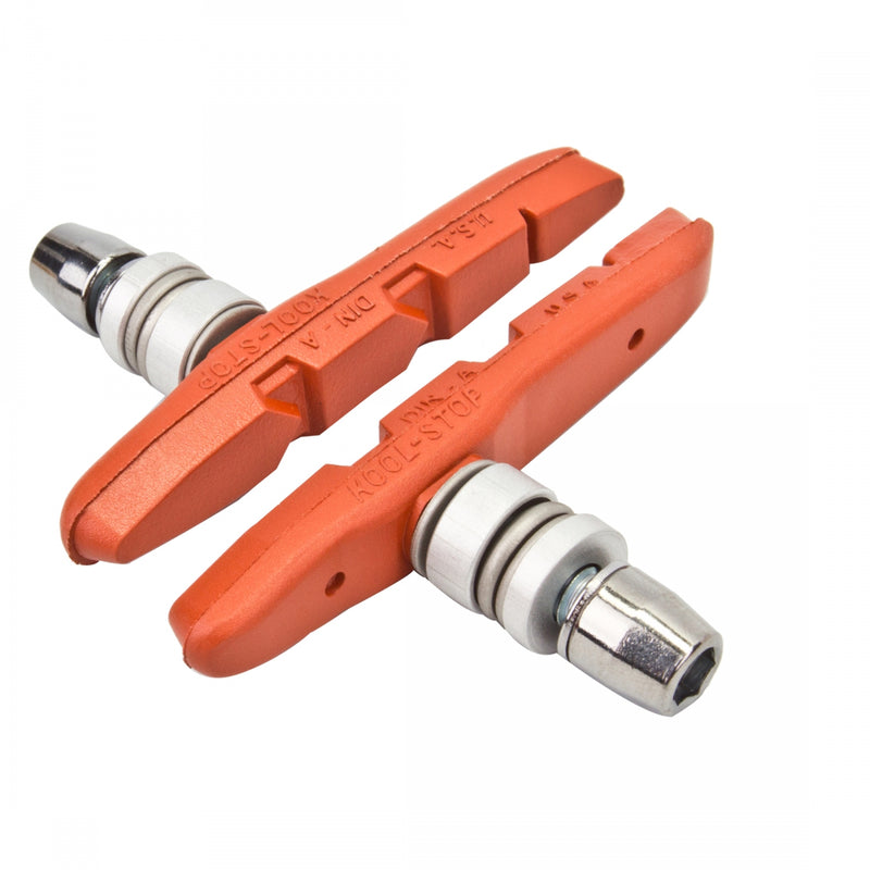 Load image into Gallery viewer, 2 Pack Kool-Stop Thinline V-Brake Pads One Piece Threaded Post Salmon Compound