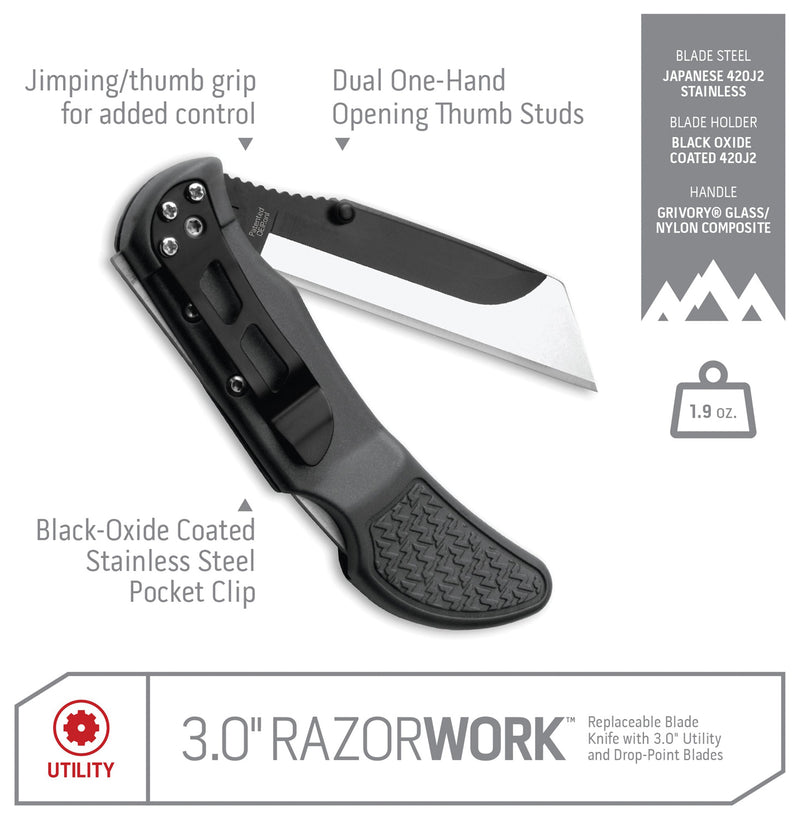 Load image into Gallery viewer, Outdoor Edge 3" Razor-Work Grey Knife with 3 Blades - Perfect for Outdoor Adventures