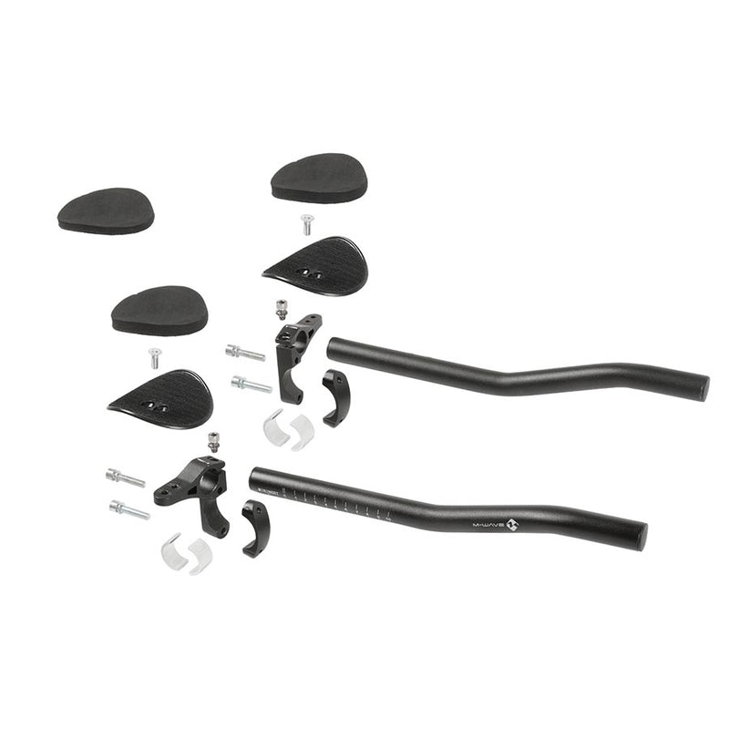 Load image into Gallery viewer, M-Wave Aero F Clip=on Handlebar, Aluminum, Black, 31.8mm clamp with 25.4mm adapters