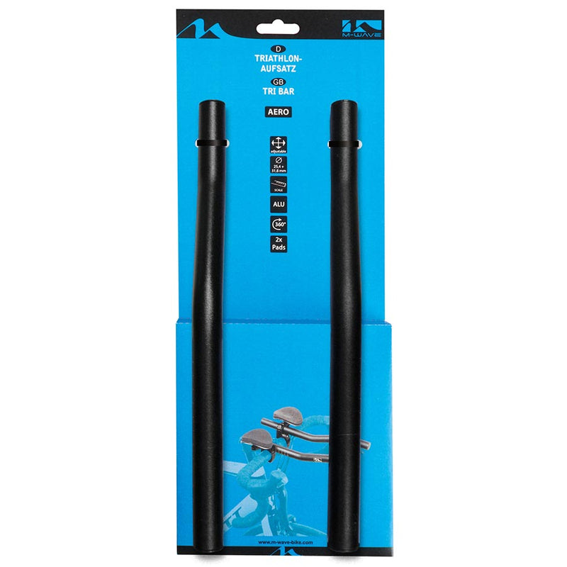 Load image into Gallery viewer, M-Wave Aero F Clip=on Handlebar, Aluminum, Black, 31.8mm clamp with 25.4mm adapters