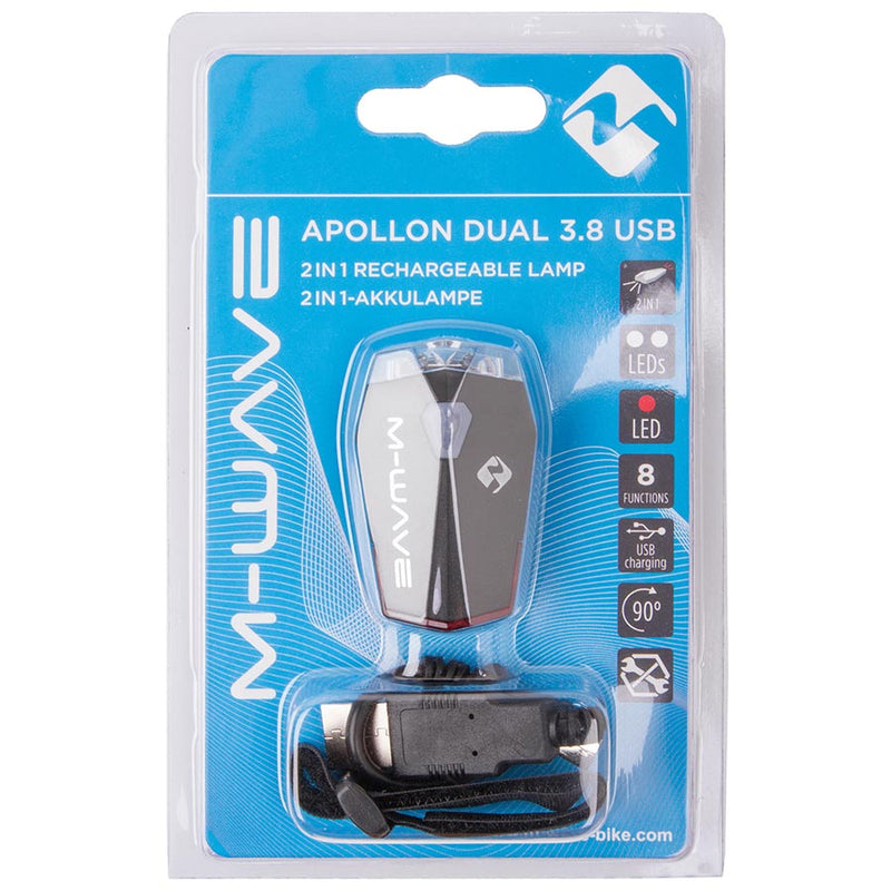 Load image into Gallery viewer, M-Wave Apollon Dual 3.8 USB Light, Dual Sided, Black