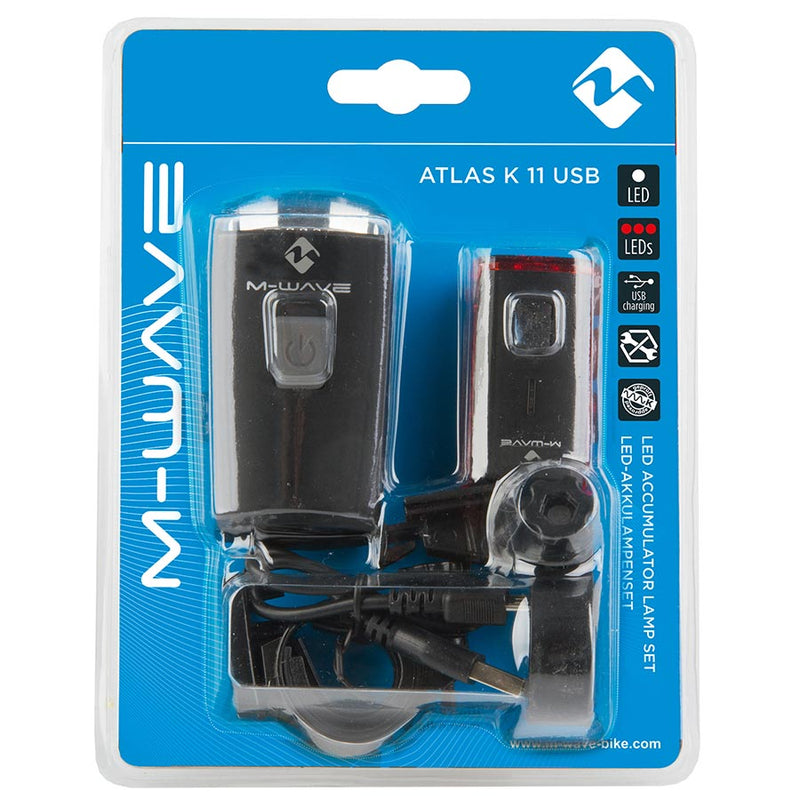 Load image into Gallery viewer, M-Wave Atlas K 11 USB Light Set, Black