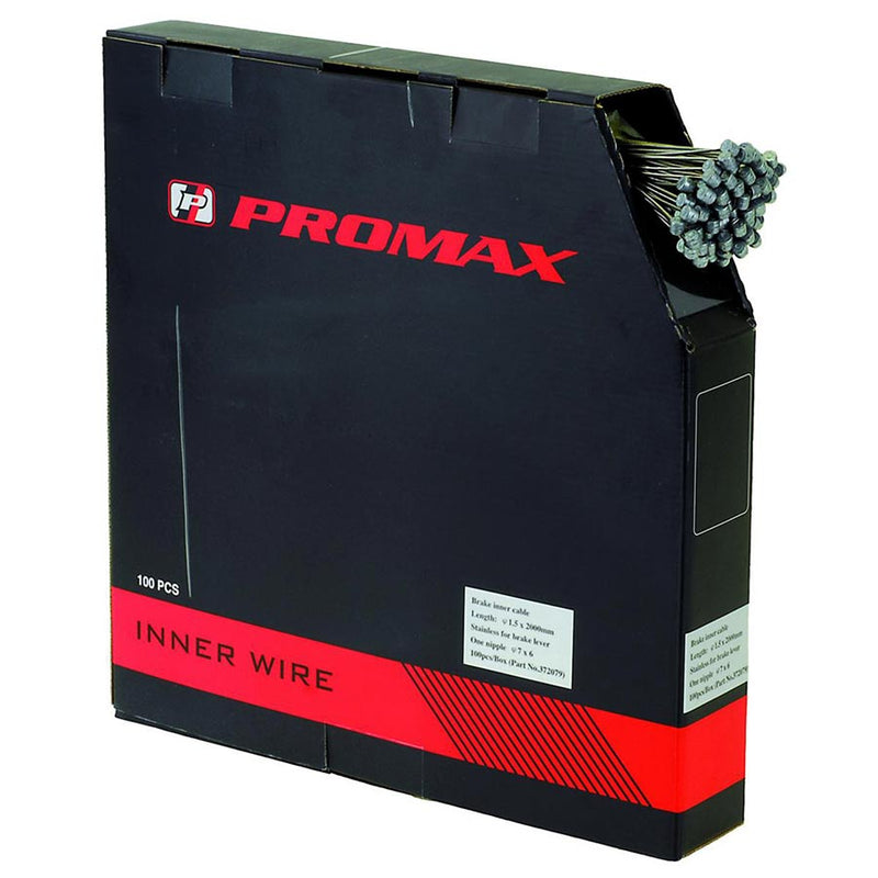 Load image into Gallery viewer, Promax 1.5mm x2000mm Box 100, MTB, Brake Cable, 1.5mm, 2000mm, Stainless Steel, Coating: Pre-lubed, 100pcs