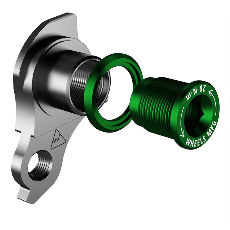 Load image into Gallery viewer, Wheels Manufacturing Universal Derailleur Hanger - 404-9, For Frames designed to accept SRAM UDH, Black/Green