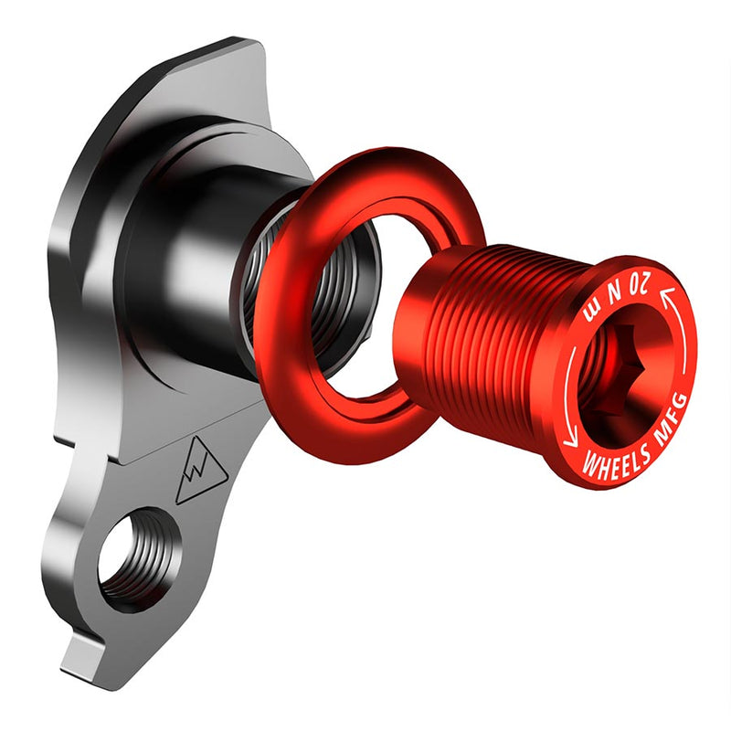 Load image into Gallery viewer, Wheels Manufacturing Universal Derailleur Hanger - 487-1, For Trek ABP MTB Frames designed to accept SRAM UDH, Black/Red