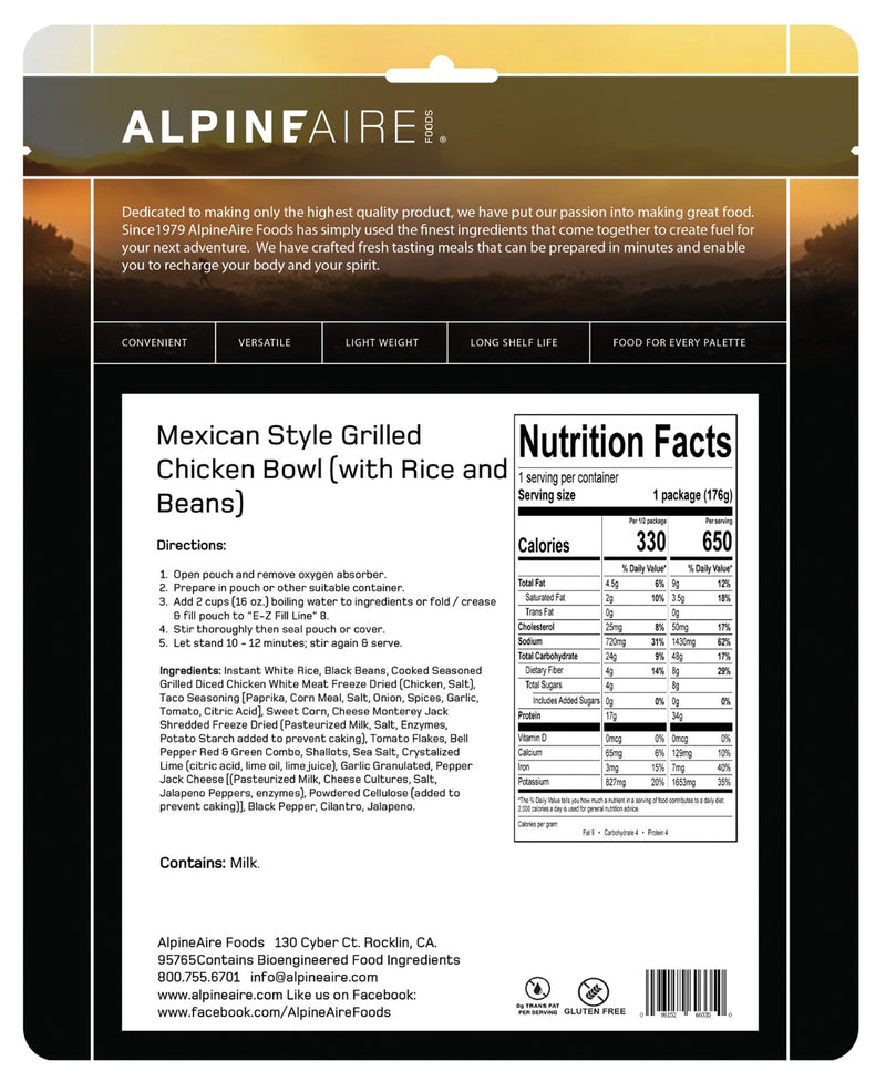 Load image into Gallery viewer, Alpine Aire Mex Style Grilled Chicken Bowl: A Flavorful Taste of Mexico!