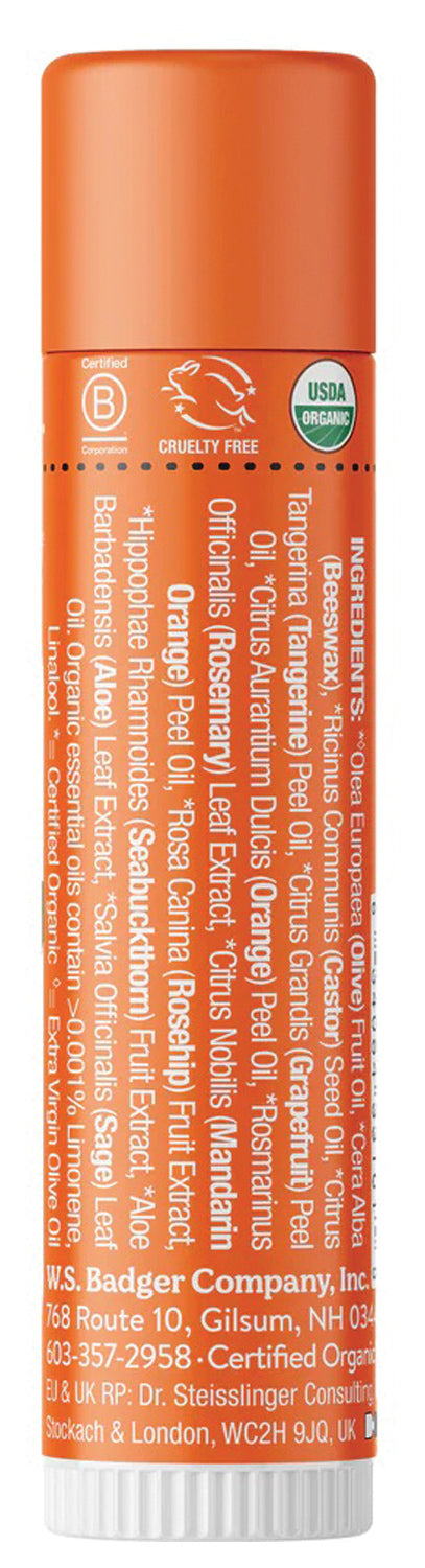 Load image into Gallery viewer, Badger Badger Tangerine Lip Balm - Organic .15oz Lip Balm