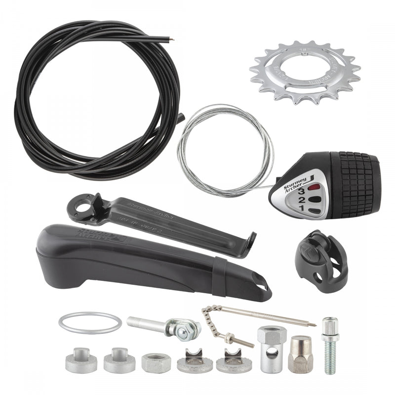 Load image into Gallery viewer, Sturmey Archer SXRK3 3sp Hub Kit Twist Shifter 36H Sil 3s Int