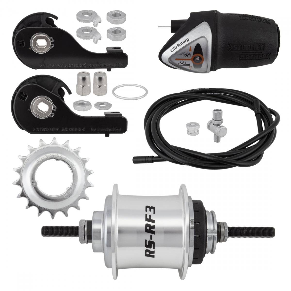 Sturmey Archer 内装変速機　３段　汎用キット一式 Sturmey Archer 3-Speed Internal Gear Hub Kit | Aluminum, Rotary