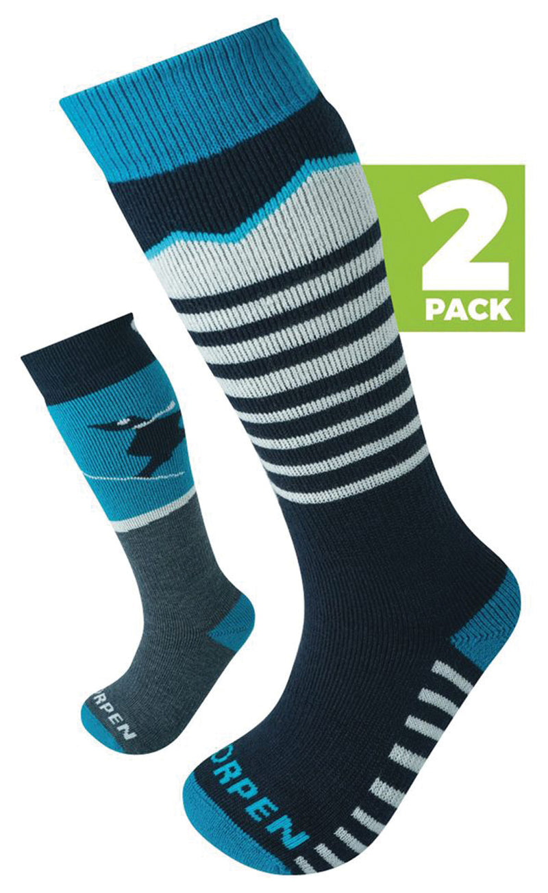 Load image into Gallery viewer, Lorpen T1 Merino Ski Eco Blue Women's XS 2-Pack Socks