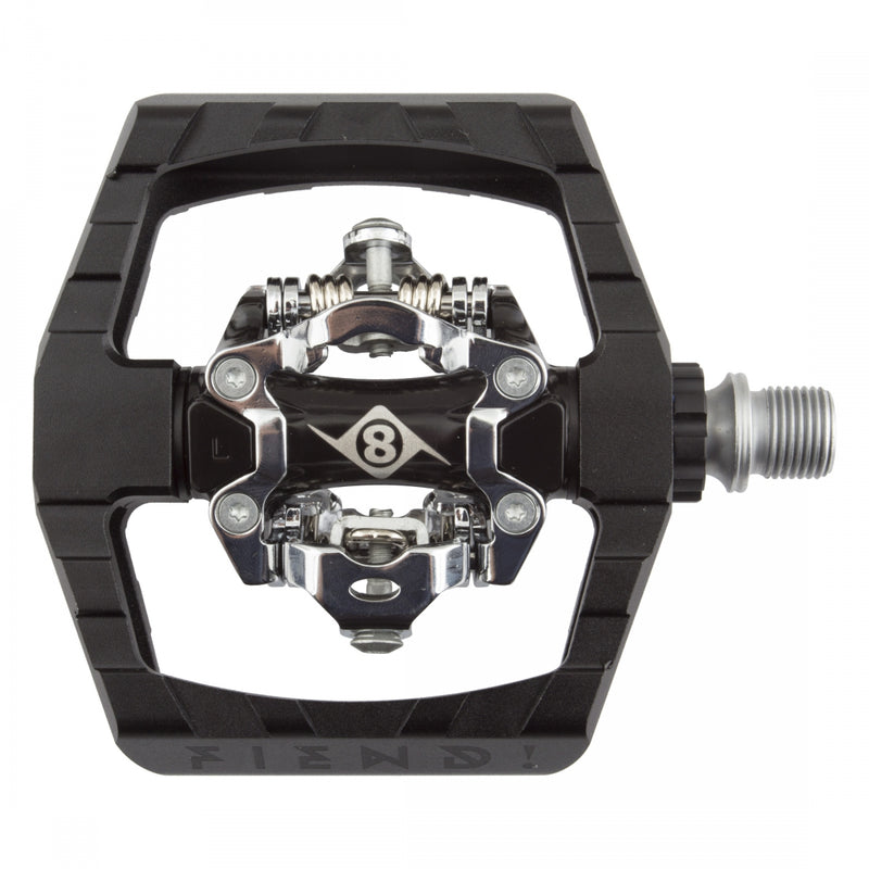 Load image into Gallery viewer, Origin8 Fiend! All-Mountan Double Clipless SPD 9/16" Chromoly Axle Black/Silver