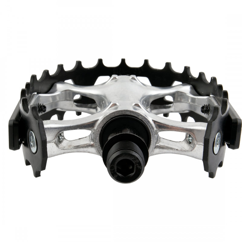 Load image into Gallery viewer, SE Bikes Bear Trap Alloy Pedals 9/16" Boron Steel Axle W/ Reflector Silver/Black