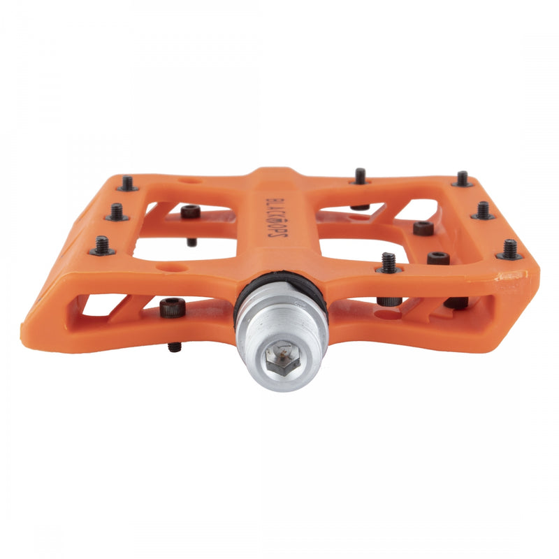 Load image into Gallery viewer, Black Ops Nylo-Pro II Pedals 9/16" Chromoly Axle Nylon 20 Removable Pins Orange