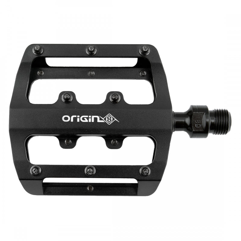 Load image into Gallery viewer, Origin8 Rascal XS Platform Pedals 9/16" Concave Alloy Body Removable Pins Black