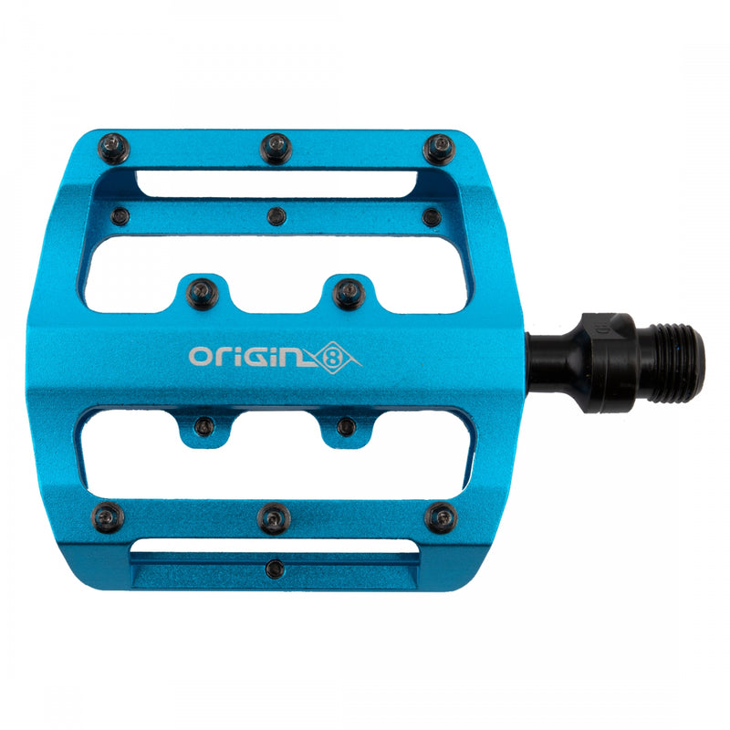 Load image into Gallery viewer, Origin8 Rascal XS Platform Pedals 9/16" Concave Alloy Body Removable Pins Blue