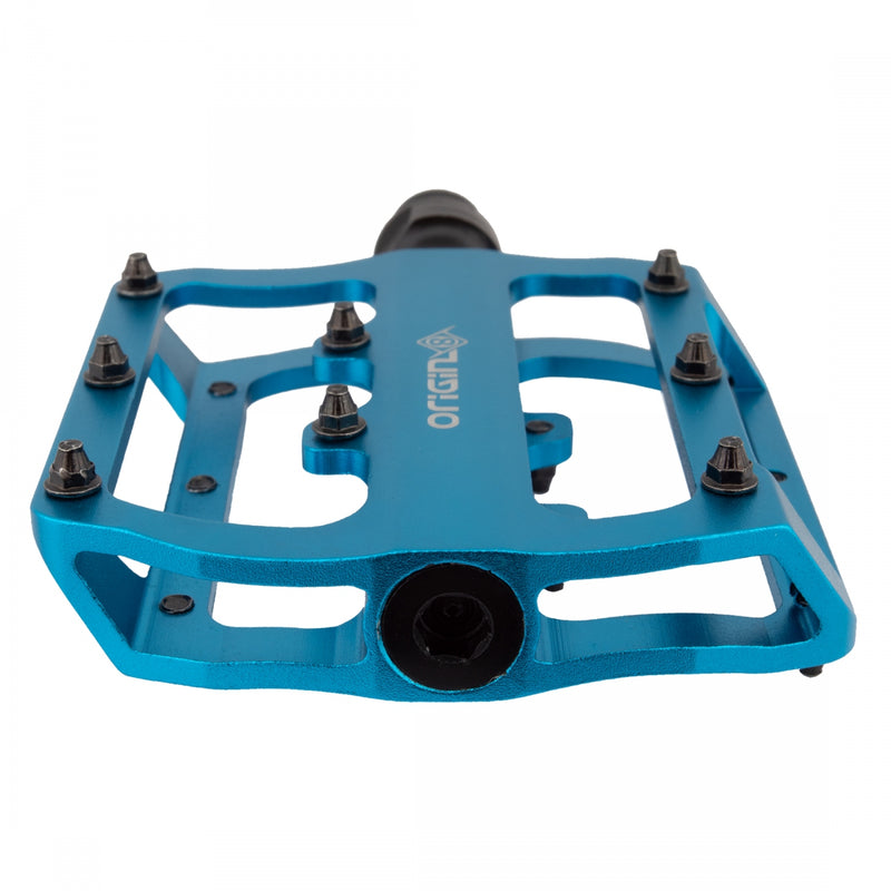 Load image into Gallery viewer, Origin8 Rascal XS Platform Pedals 9/16" Concave Alloy Body Removable Pins Blue