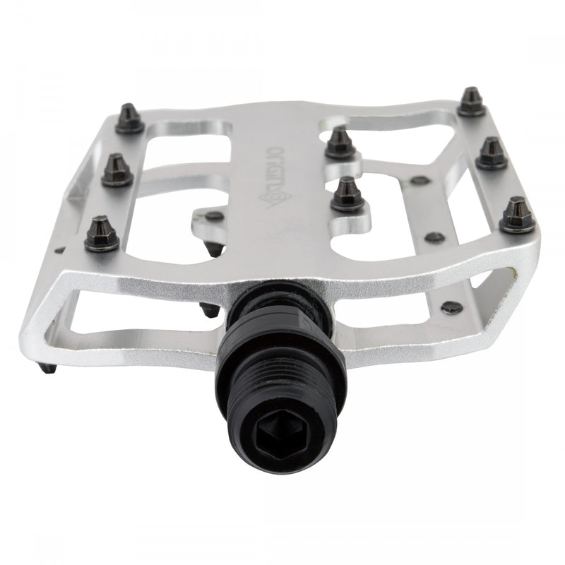 Load image into Gallery viewer, Origin8 Rascal XS Platform Pedals 9/16" Concave Alloy Body Removable Pins Silver