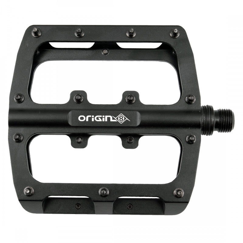 Load image into Gallery viewer, Origin8 Rascal XL Platform Pedals 9/16" Concave Alloy Body Removable Pins Black