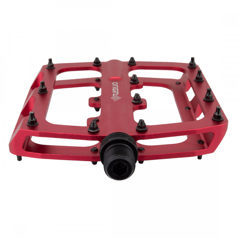 Load image into Gallery viewer, Origin8 Rascal XL Platform Pedals 9/16" Concave Aluminum Body Removable Pins Red