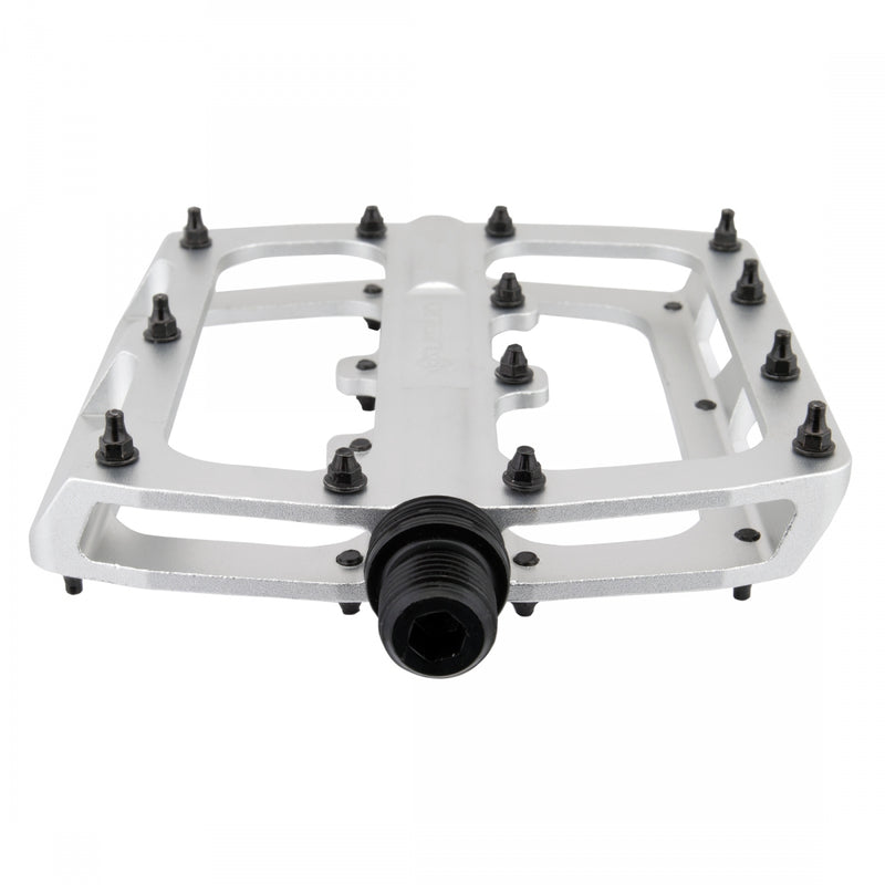 Load image into Gallery viewer, Origin8 Rascal XL Platform Pedals 9/16" Concave Alloy Body Removable Pins Silver