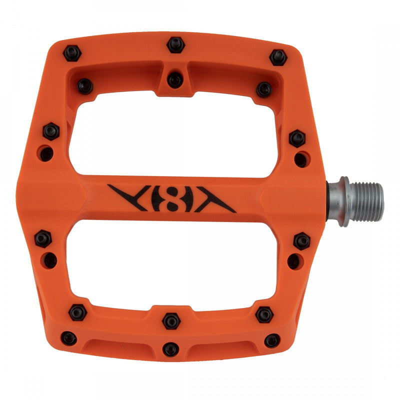 Load image into Gallery viewer, Origin8 Retox Platform Pedals 9/16" Concave Composite Body Removable Pins Orange