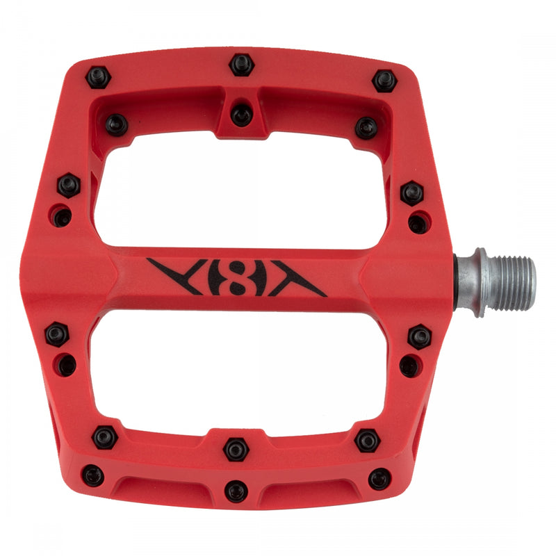 Load image into Gallery viewer, Origin8 Retox Platform Pedals 9/16" Concave Composite Body Removable Pins Red