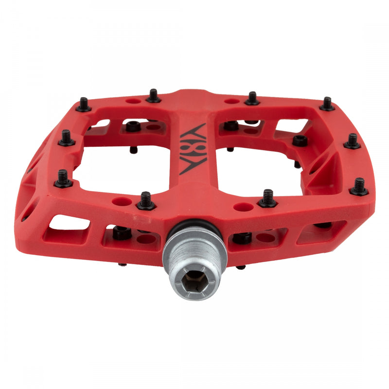Load image into Gallery viewer, Origin8 Retox Platform Pedals 9/16" Concave Composite Body Removable Pins Red