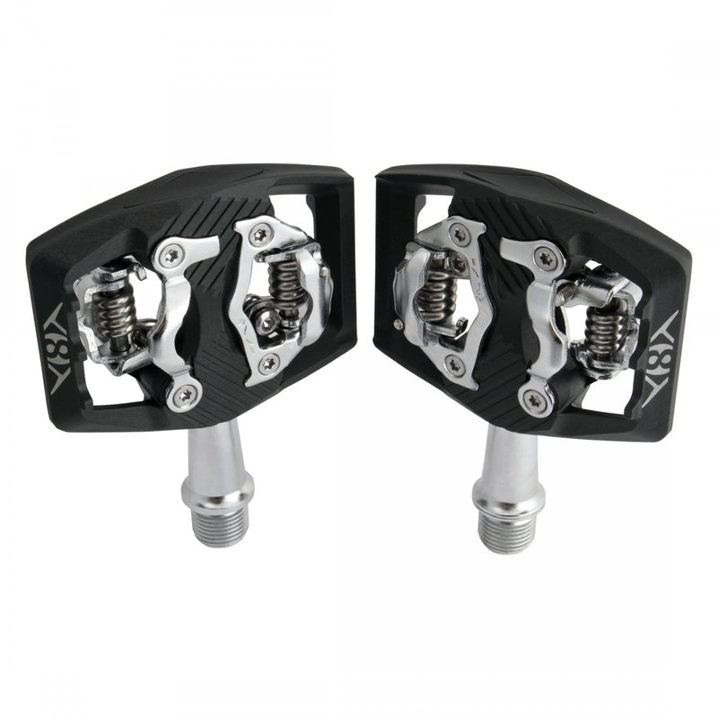 Load image into Gallery viewer, Origin8 Everland Race Double Clipless SPD 9/16" Carbon Fiber/Nylon Body Blk/Sil