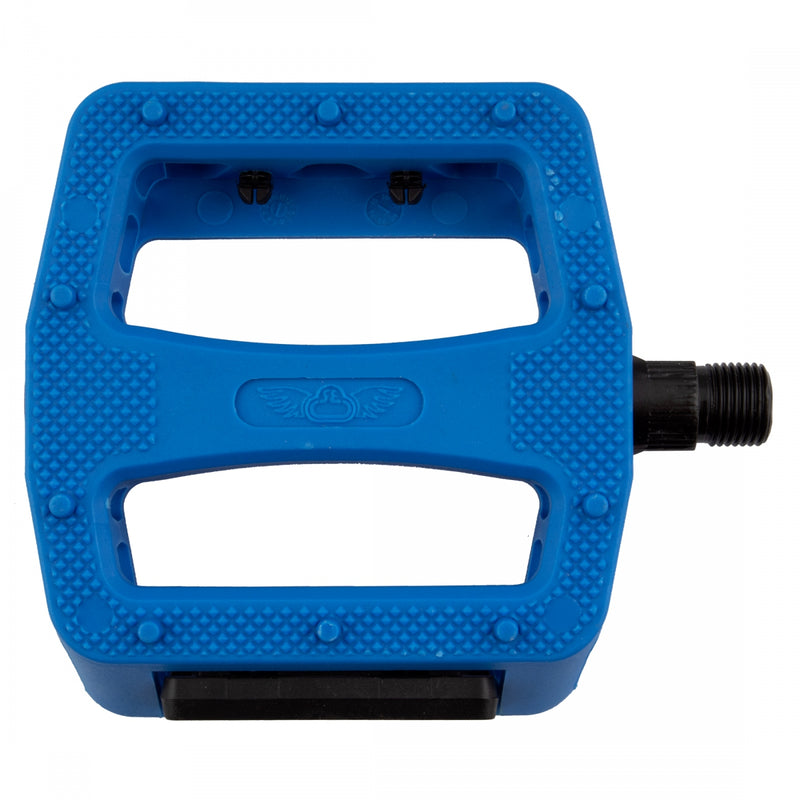 Load image into Gallery viewer, SE Bikes 12 O-Clock Platform Pedals 9/16" Chomoly Spindle Nylon Molded Pins Blue
