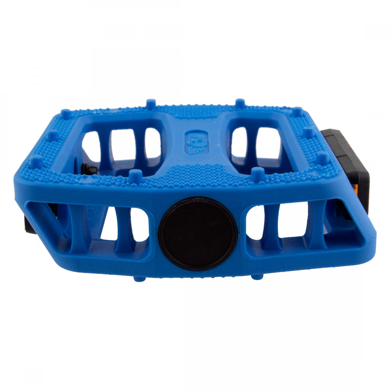 Load image into Gallery viewer, SE Bikes 12 O-Clock Platform Pedals 9/16" Chomoly Spindle Nylon Molded Pins Blue
