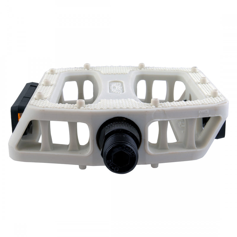 Load image into Gallery viewer, SE Bikes 12 O-Clock Platform Pedals 9/16" Chomoly Axle Nylon Molded Pins White