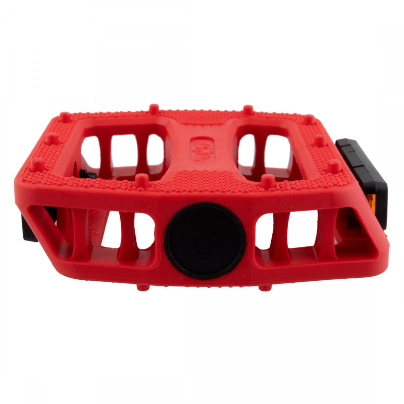 Load image into Gallery viewer, SE Bikes 12 O-Clock Platform Pedals 9/16" Chomoly Spindle Nylon Molded Pins Red