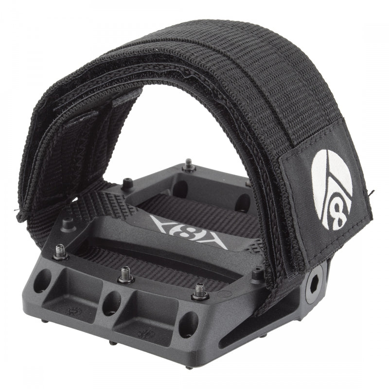 Load image into Gallery viewer, Origin8 Strapd Platform Pedal 9/16" Chromoly Axle Concave Composite Body Black