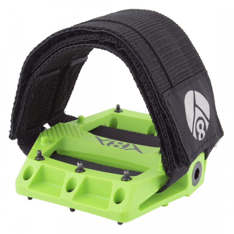 Load image into Gallery viewer, Origin8 Strapd Platform Pedal 9/16" Chromoly Axle Concave Composite Body Green