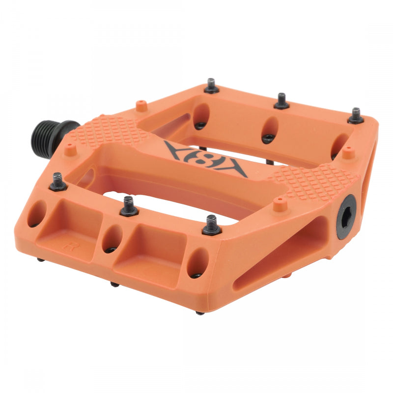 Load image into Gallery viewer, Origin8 Strapd Platform Pedal 9/16" Chromoly Axle Concave Composite Body Orange