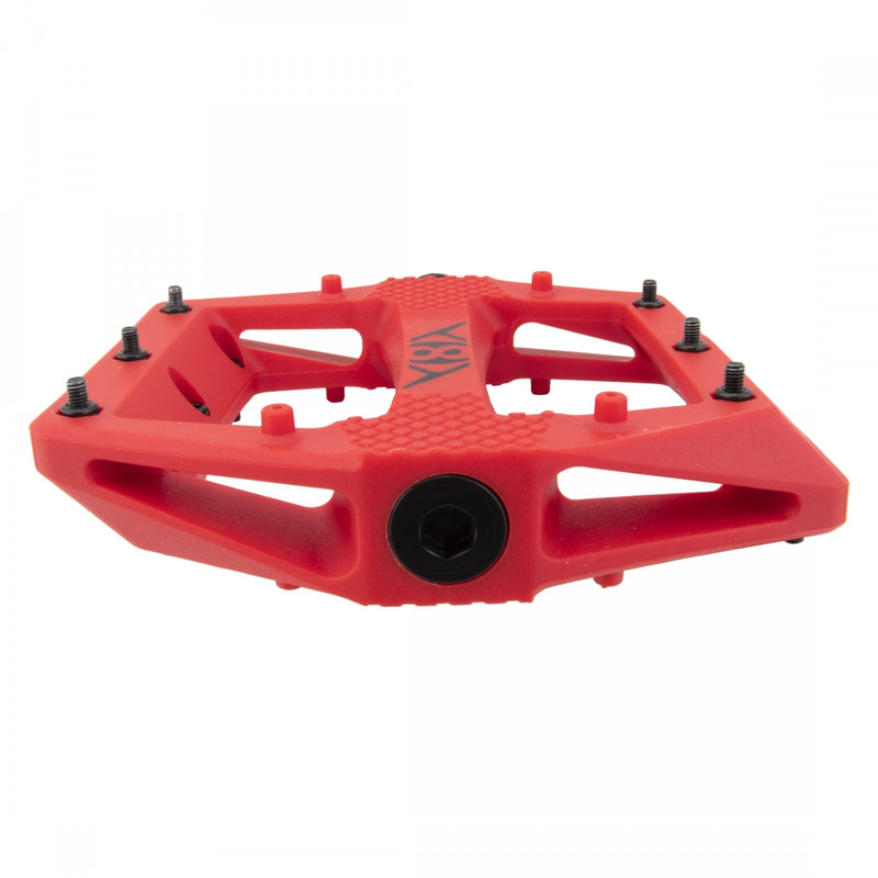 Load image into Gallery viewer, Origin8 Strapd Platform Pedal 9/16" Chromoly Spindle Concave Composite Body Red