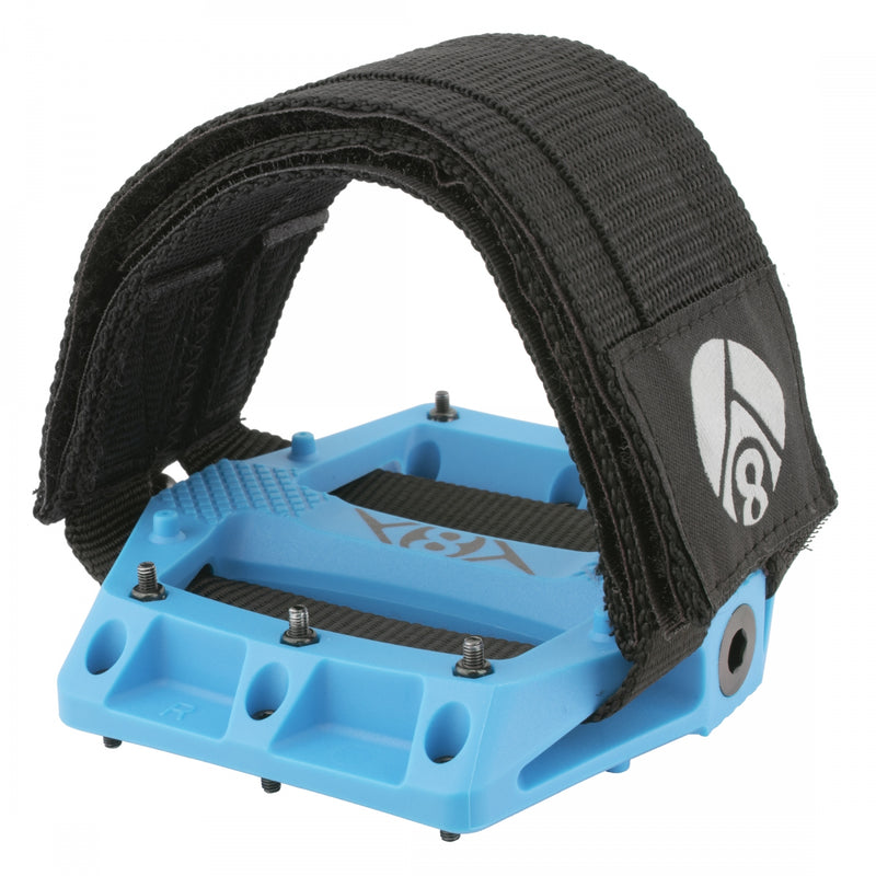 Load image into Gallery viewer, Origin8 Strapd Platform Pedal 9/16" Chromoly Axle Concave Composite Body Blue