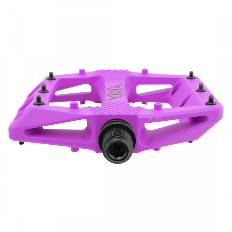 Load image into Gallery viewer, Origin8 Strapd Platform Pedal 9/16" Chromoly Axle Concave Composite Body Purple