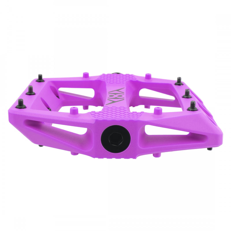 Load image into Gallery viewer, Origin8 Strapd Platform Pedal 9/16" Chromoly Axle Concave Composite Body Purple