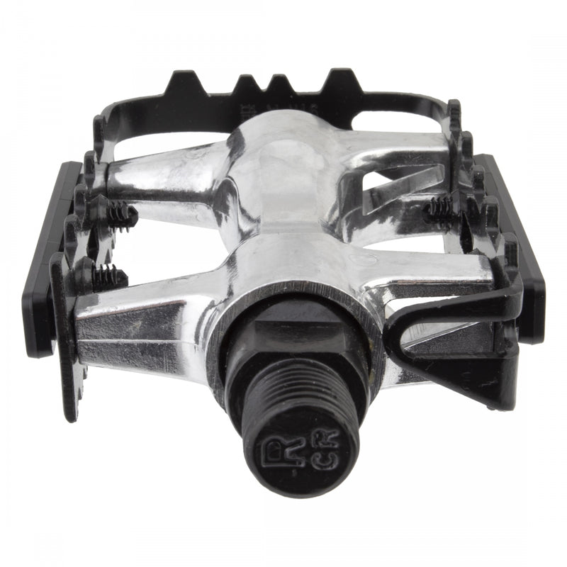 Load image into Gallery viewer, Sunlite Low Profile ATB 9/16" Alloy Body Steel Cage Nylon Toe Straps Blk/Silver