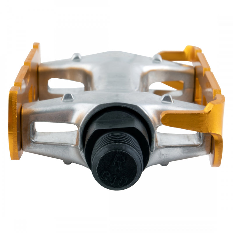 Load image into Gallery viewer, Origin8 Pro Lite Track Platform Pedals 9/16" Chromoly Axle Alloy Body Ano-Gold